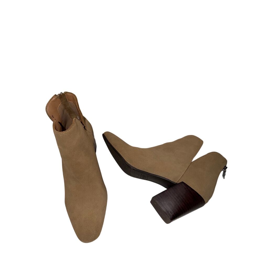 Blondo Tan Suede Waterproof Ankle Boots Women’s Size 9 Block Heel